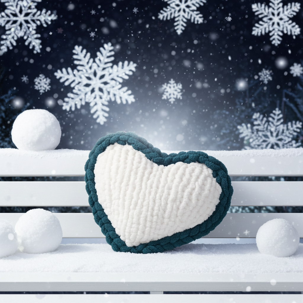 Plush Pulse Heart Hand-Knit Pillow | Accent Pillow Home Decor
