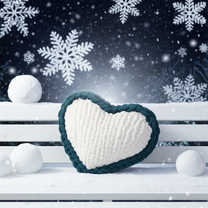 Plush Pulse Heart Hand-Knit Pillow | Accent Pillow Home Decor